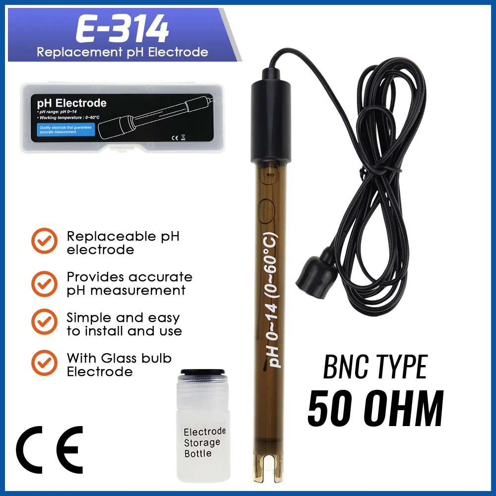 Medidor de Ph, sonda de PH para piscina, tipo BNC, conector de 50 Ohm, sonda para acuario hidropónico con Cable de 200cm, probador de agua, sonda para piscina de Ph