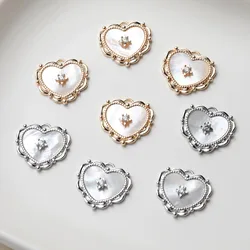 2PCS Dainty Heart Shell Charms for Jewelry Making Necklace Pendant Findings DIY Hand Made Brass 14k Gold Plated 19.5*18mm