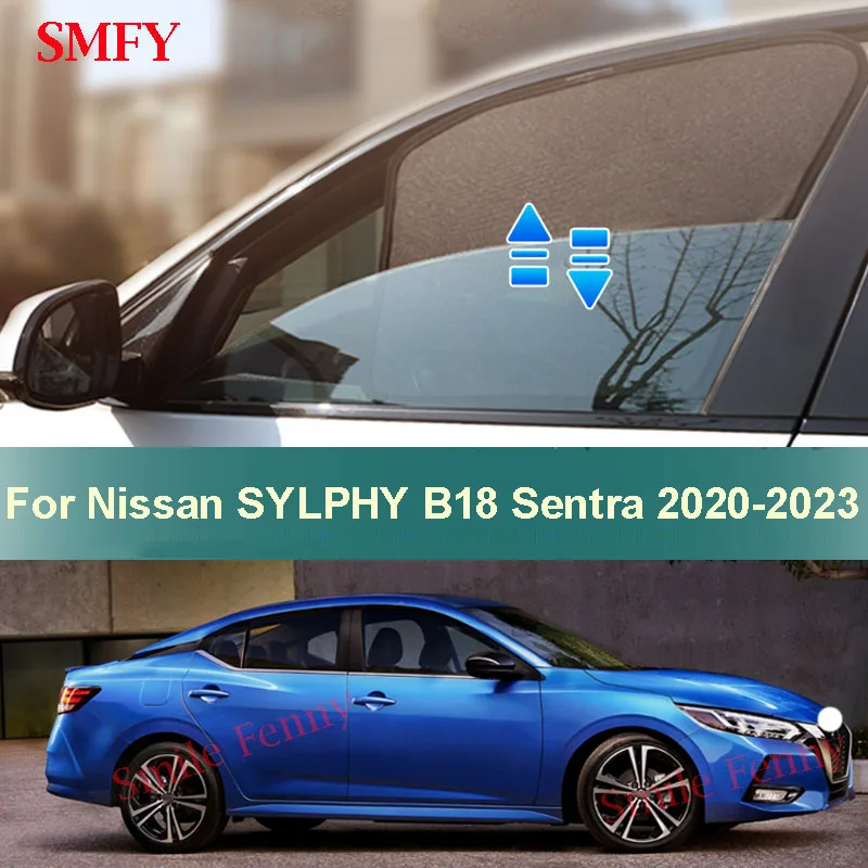 For Nissan SYLPHY B18 Sentra Sedan 2020-2023 Magnetic Car Sunshade UV Protection Curtains Sun Visor Mesh Shield Sun-proof Cover