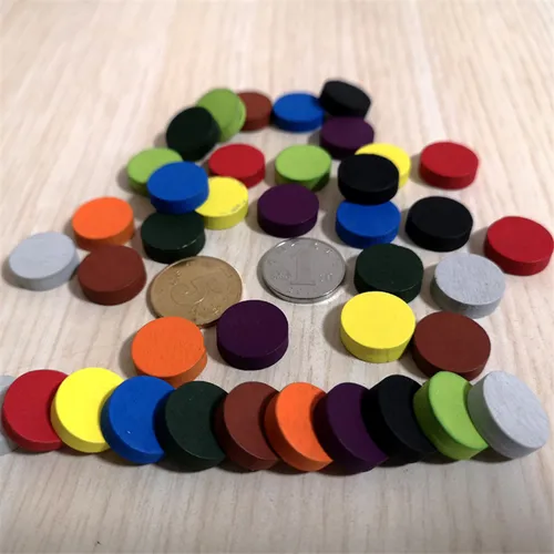 Imagen 2 del producto Piezas de madera de 10 colores para juego de mesa, accesorios de ajedrez para fichas, 15x5MM de diámetro, 50 unidades