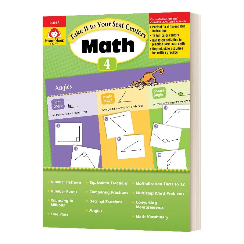 

Evan-Moor Take It to Your Seat Common Core Math Centers, Grade 4 Workbook,aged 8 9 10 11, English book 9781609637835