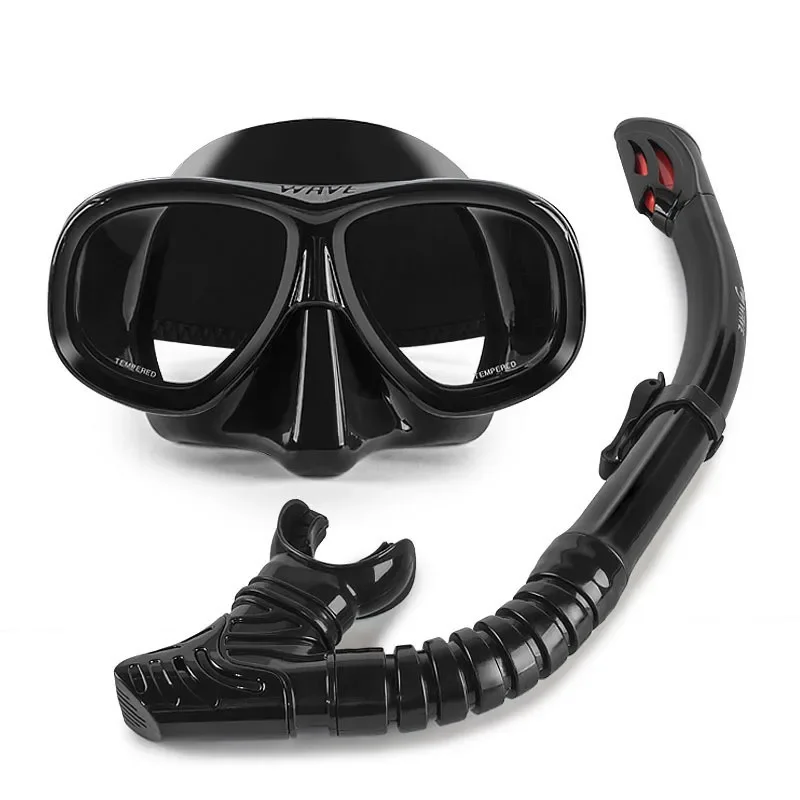 Snorkeling two-piece silicone full dry breathing tube with large frame fog-proof myopia diving mask