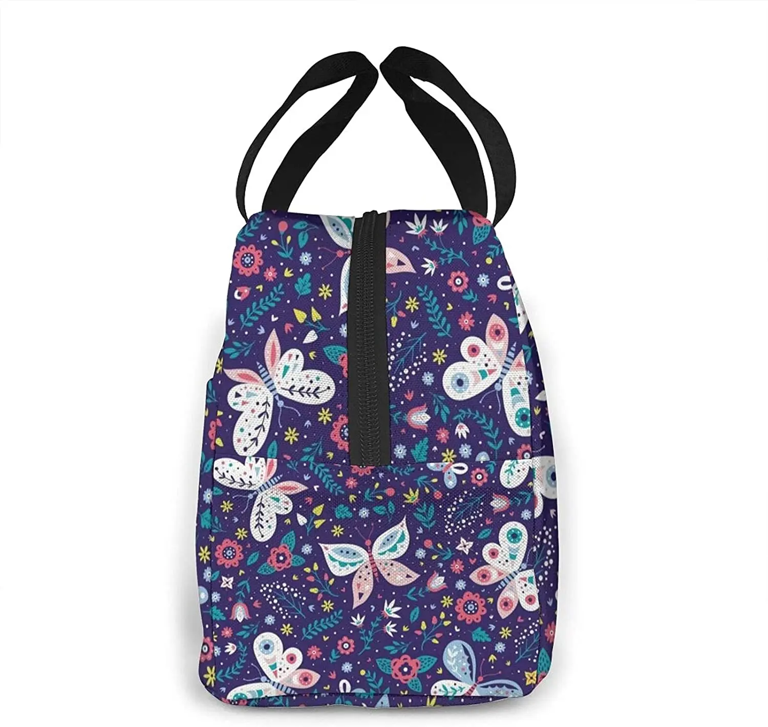 Purple Butterfly Lunch Bag Women Girls Small Insulated Reusable Cooler Tote Bento Box Backpack Portable Leak Proof Lunch Bags