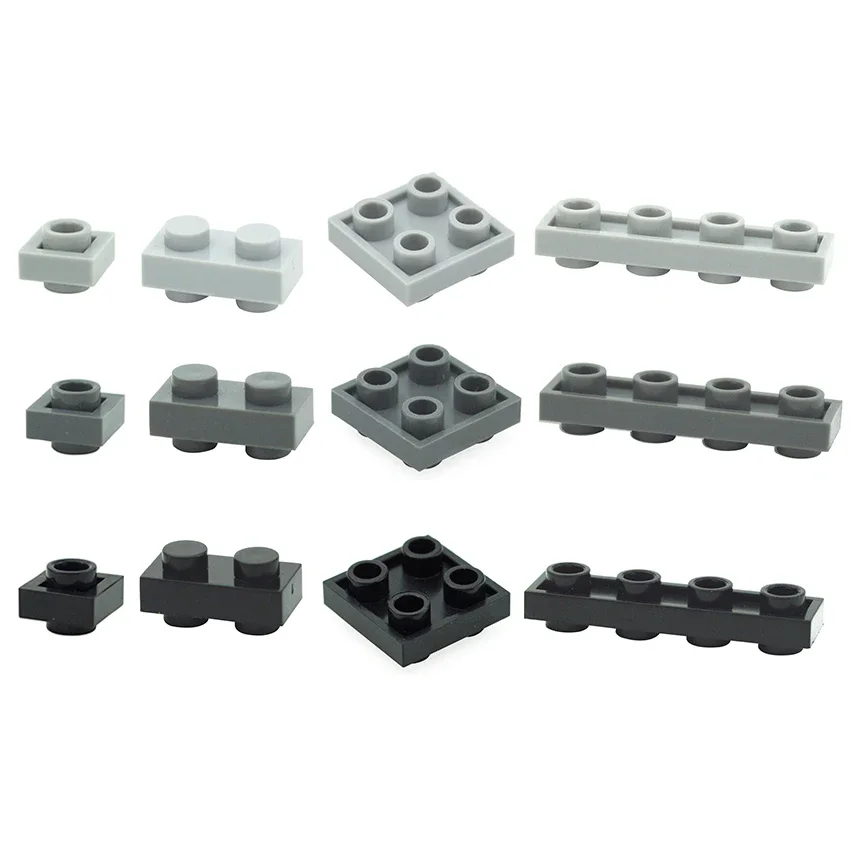 DIY Technische Ziegel MOC Bausteine Teile 50PCS 1x1 1x2 2x2 1x4 mit. Knöpfe beidseitig Spezielle Platten Kreatives Spielzeug für Kinder