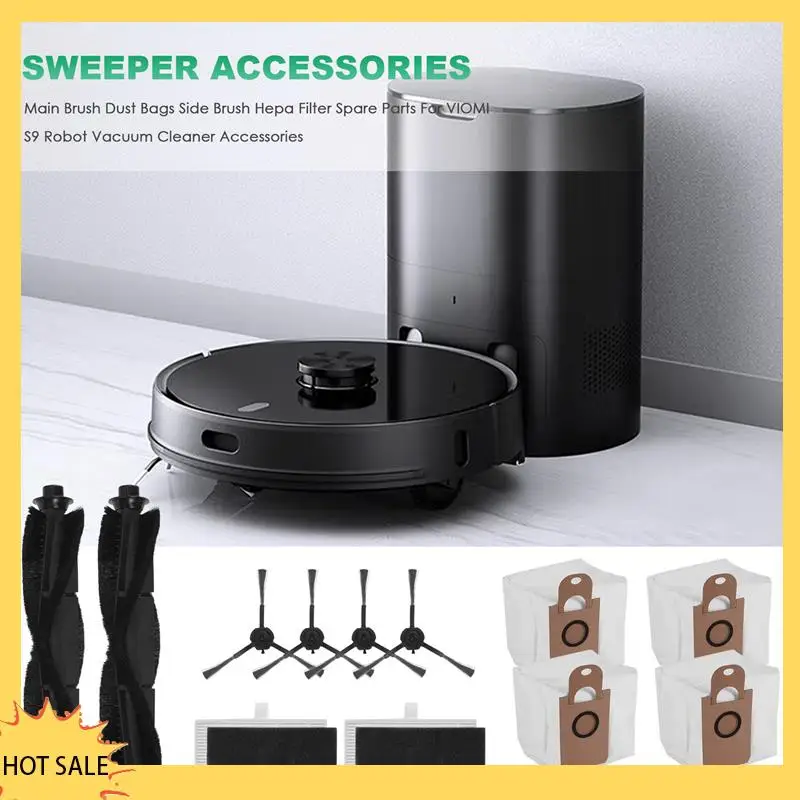 A66Z أكياس الغبار الرئيسية فرشاة جانبية قطع غيار فلتر Hepa لملحقات المكنسة الكهربائية الروبوتية XIAOMI VIOMI S9 #5