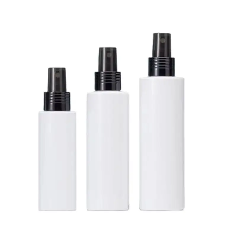 

15Pcs Refillable Bottle Black Aluminum Pump Cosmetic Packaging 100ml 150ml 200ml Plastic White PET Empty Toner Spray Bottles