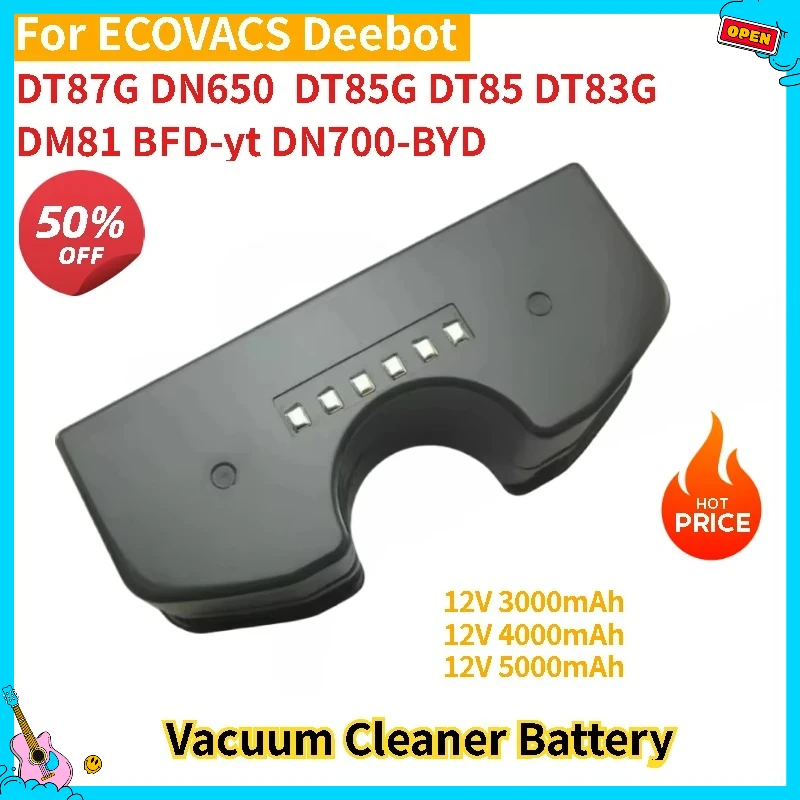 

For ECOVACS Deebot DT87G DN650 DT85G DT85 DT83G DM81 Robot Vacuum Cleaner Accumulator 83G 85G 12V 5000mAh Battery