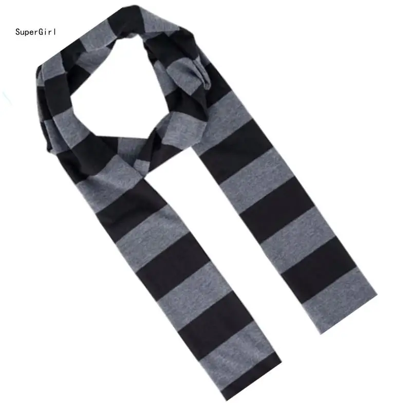 Cosplay Striped Scarf for Adult Unisex 2000s Long Thin Scarf Spring Autumn Skinny Scarf Harajuku Scarf Daily Use Neck Wear J78E