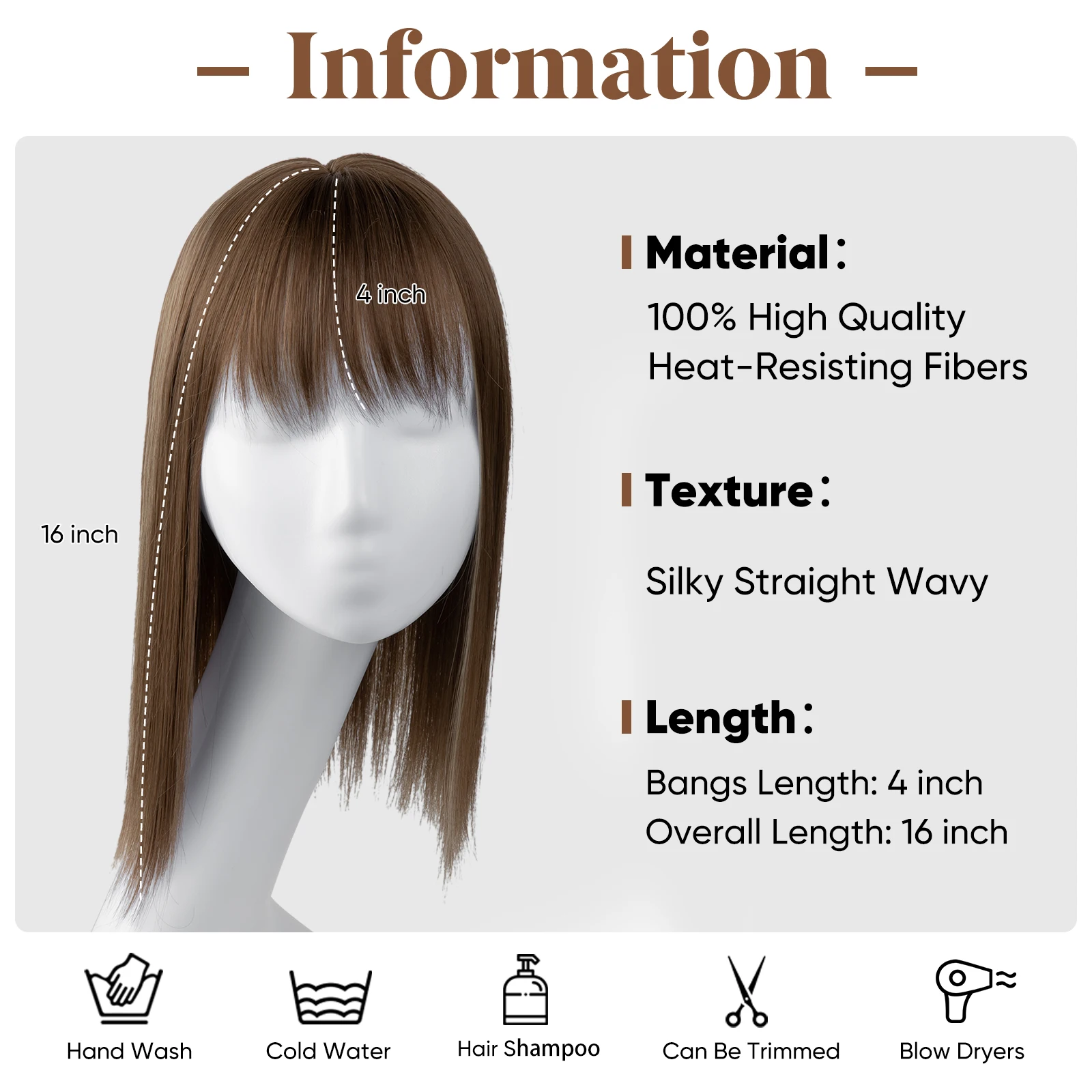 One Piece Synthetic Hair Toupee Fiber Hairpiece For Women Clip In Bangs Extension Wig Lady Fake Natural Invisible Topper C8 view 4