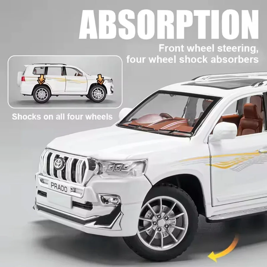 高シミュレーション ランドクルーザー オフロード ダイキャストモデル サウンドライト プルバック玩具 デスクトップ車両モデル オーナメント ギフト