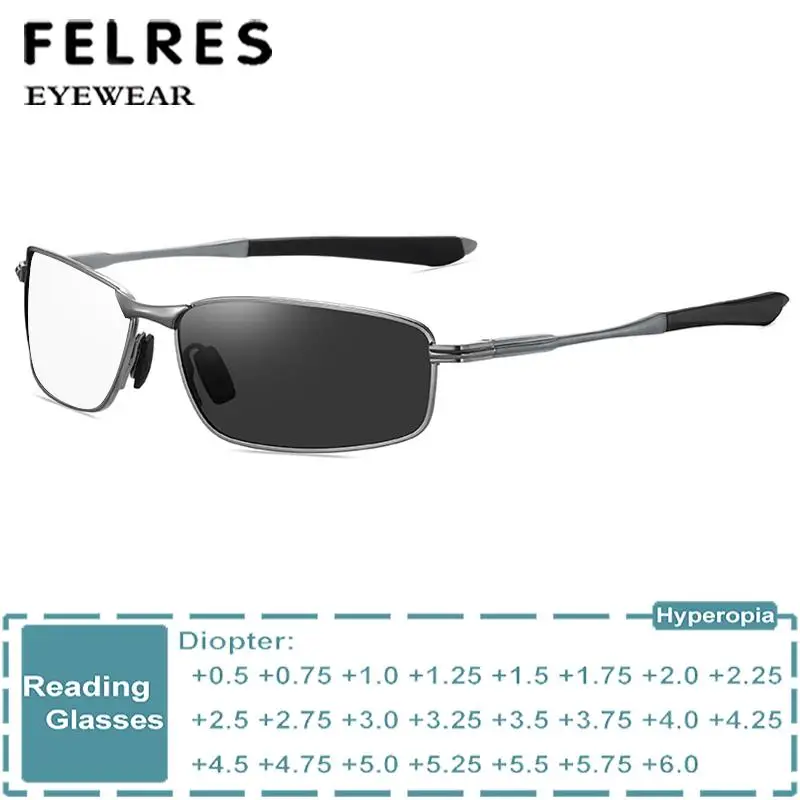 Oval Small Frame Photochromic Reading Glasses Men Metal Presbyopic Readers Fashion Discolored Glasses Customized Diopter