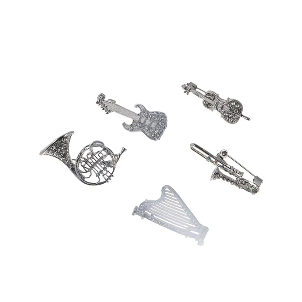 Harp Sax Sweater Coat Collar Pin Luxury Sense Korean Style Badge Women Brooch Musical Instruments Brooch Music Score Brooch