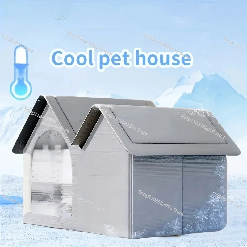 Semi-Enclosed Insulated Pet Shelter Home for Stray Cats And Dogs Outdoor Summer Cat Cool House