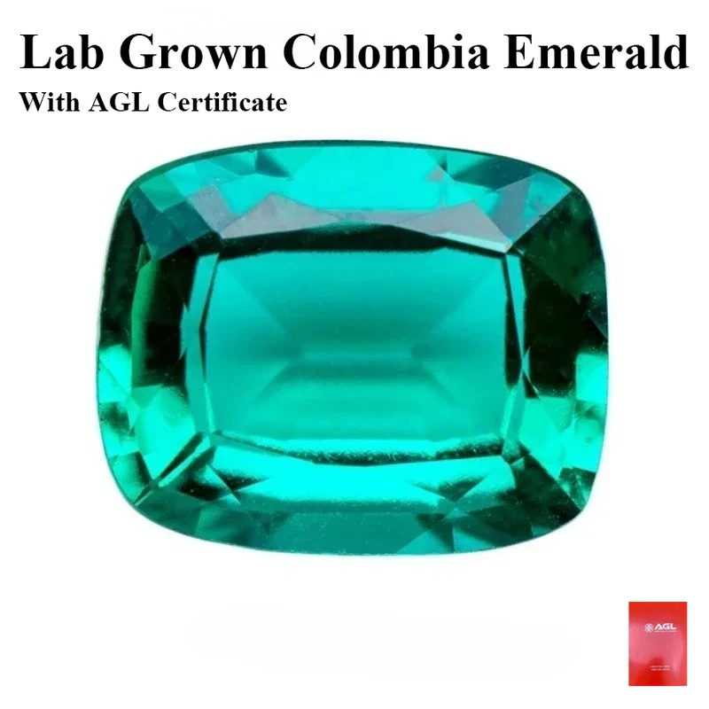 

Rectangle Cushion Cut Colombia Lab Grown Emerald Gemstone For Jewelry Making With AGL Certificate