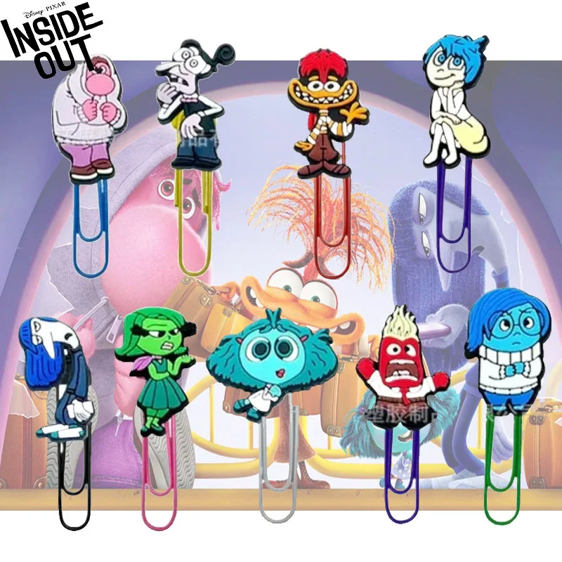 

1/9pcs Inside Out 2 Paperclips Bookmark Cartoon Note Holder Joy Sadness Cute Pins School Supplies Student Office Stationery Gift