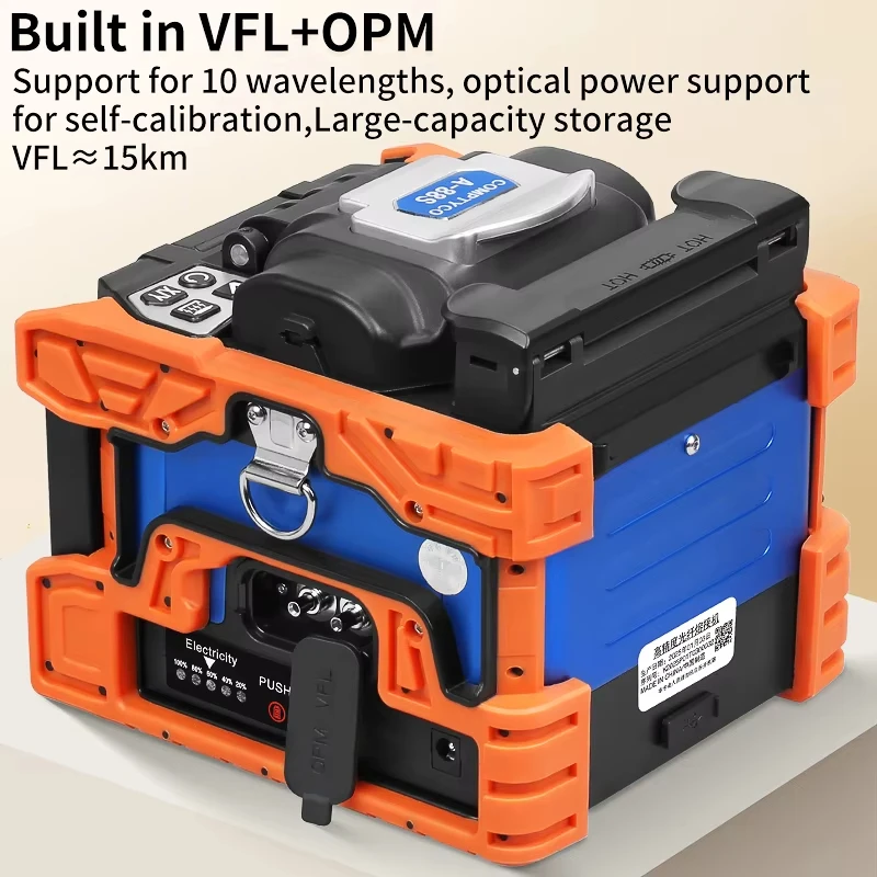A-88S 6-Motor Fiber Fusion Splicer with Multilingual Touch Screen SM/MM Optical Fiber Core Welding Machine with VFL OPM