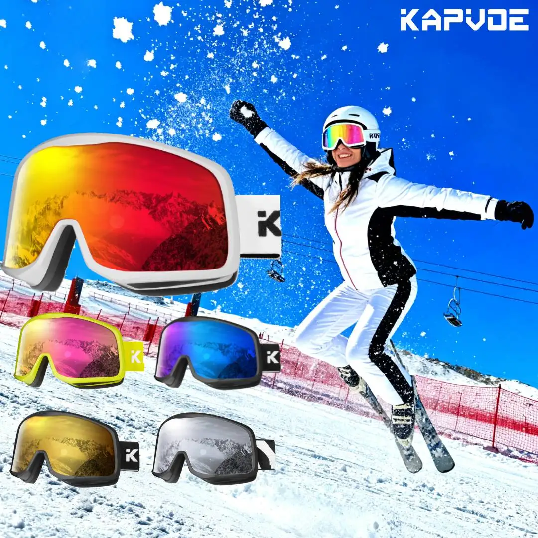 

Kapvoe Winter Photochromic Snow Goggles Ski Goggles Anti-Fog Lenses UV400 Protection Men Women Ski Goggles Winter Sports Eyewear