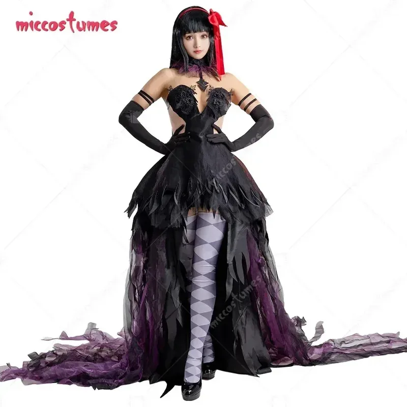 Miccostumes 여성 Magica Devil Homura 의상 럭셔리 드레스 세트 할로윈 코스프레 의상