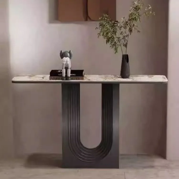 New Chinese-Style Marble Foyer Table Long Corridor Wall-Facing Console Table for Entrance Lobby Club Decoration End View Table