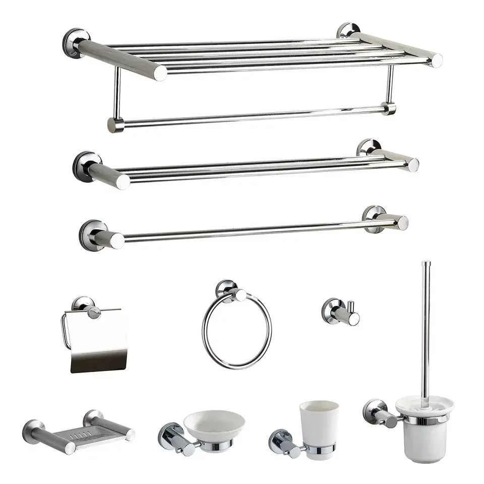 

Hotel chrome Stainless Steel Wall Mounted bathroom accessories set