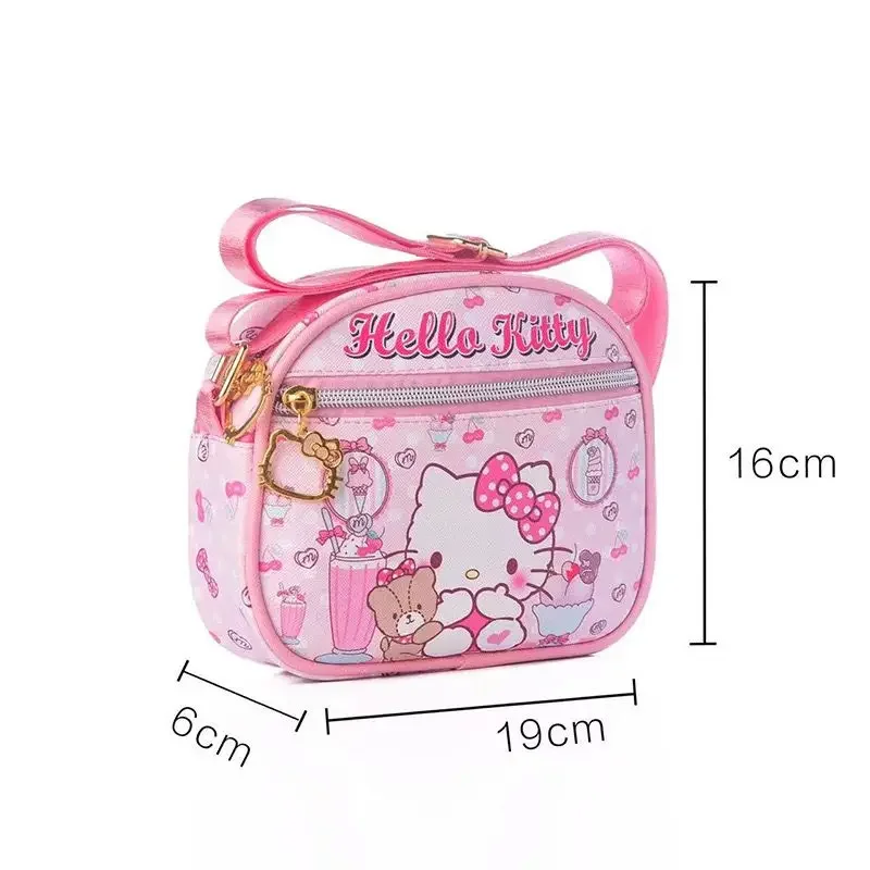 MINISO Kids Handbags PU Leather Hello Kitty Shoulder Bag for Girl Side Bags Luxury Designer Kawaii Portable Purses with Zipper