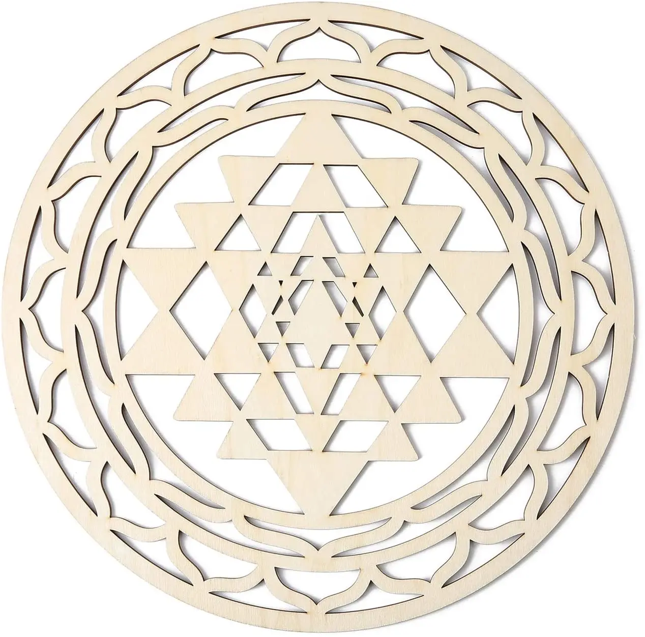 10pcs/lot Sri Yantra Crystal Grid Sri Yantra Wall Art Hanging Wooden Sacred Geometry Wall Decor