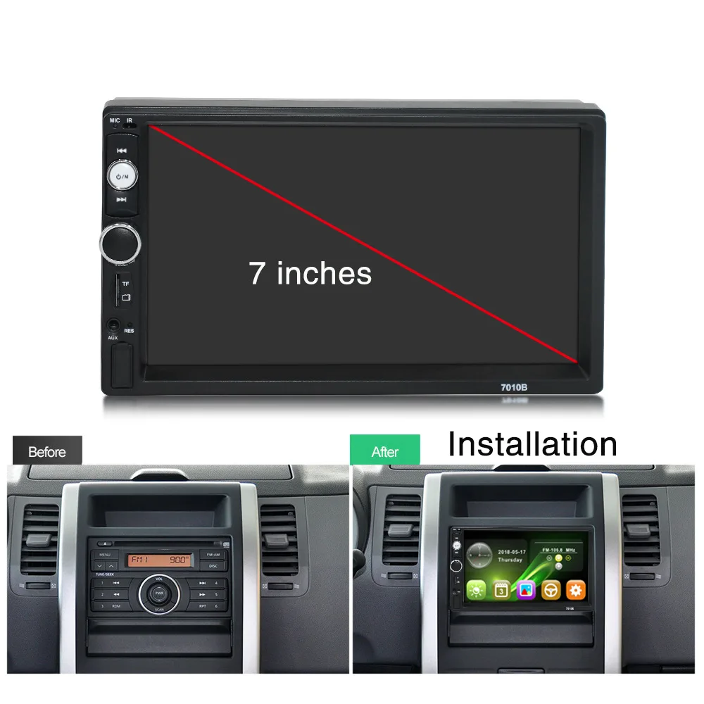 AHOUDY 2 Din Car Radio Stereo 7010 Multimedia Player Mirror Link Monitor CarPlay Autoaudio FM Receiver 7 INCH HD Touch Screen