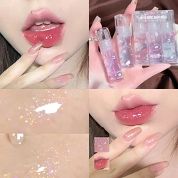 3Pcs/box Transparent Glitter Lip Gloss Set Clear Water Light Lip Glaze Moisturizer Color Changing Lip Oil Jelly Mirror Lipsticks