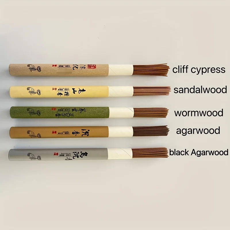 20g Aromatherapy Sticks, Available in Five Scents to Choose From, Including Mugwort, Sandalwood, Agarwood, Black Incense, and Cypress, Can Be Used to Remove Odors, Are Suitable for Indoor Use as Home Fragrances, and Are the Perfect Companion for Yoga, Meditation, and Overtime Work, and Make Great Creative Gifts for Christmas and Other Holidays!