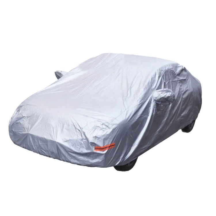 

Black 210D Polyester Oxford Fabric Car Cover Stylish Silver Accents Waterproof and UV Protection Outdoor Use