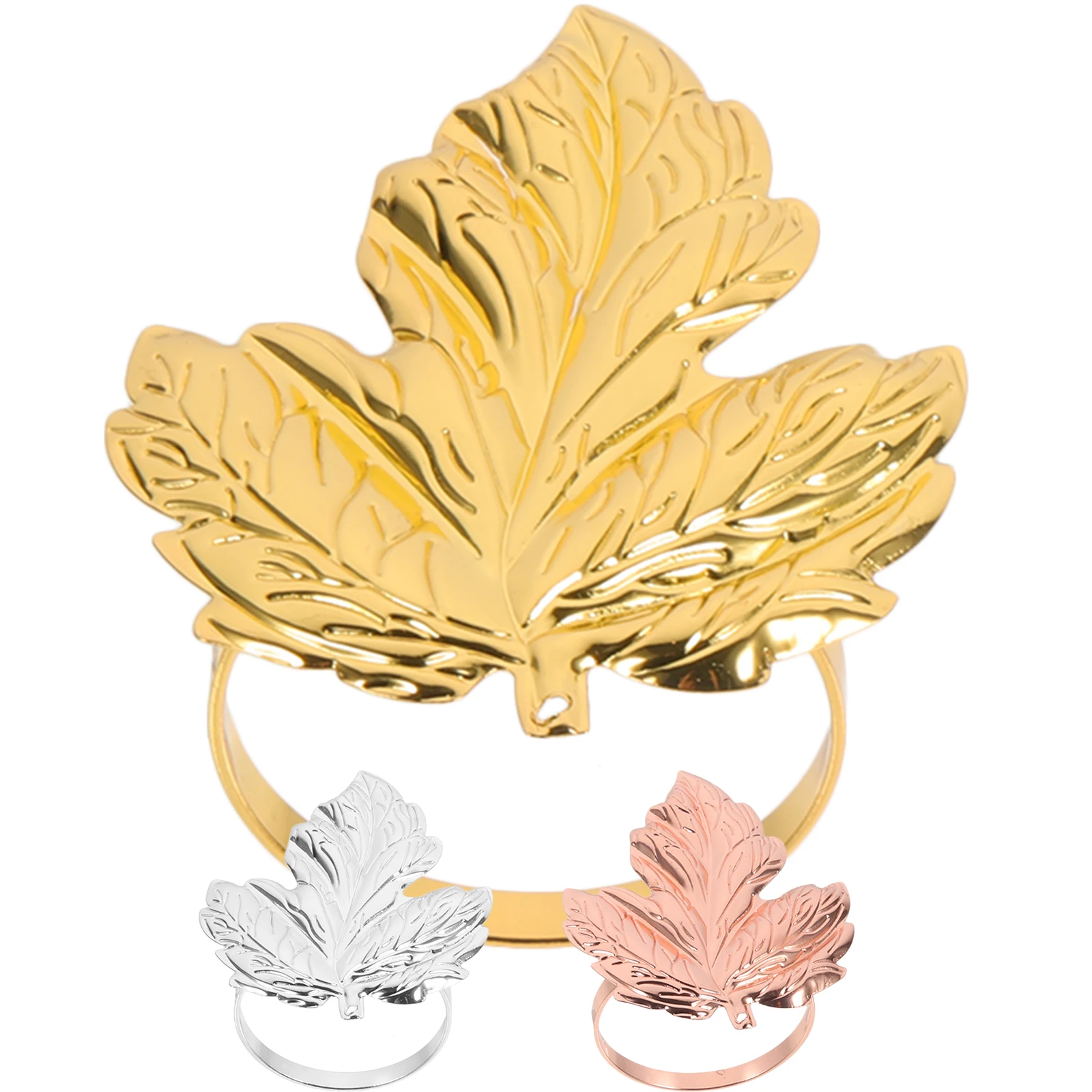 

3pcs Metal Napkin Ring Maple Leaf Shape Gold Silver Rose Gold Reusable Wedding Party Dinner Table Accessories Kitchen