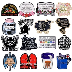 Quotations Styles Briefcase Badges Lapel Pins for Backpack Enamel Pin Women's Brooches on Clothes Fashion Accessories