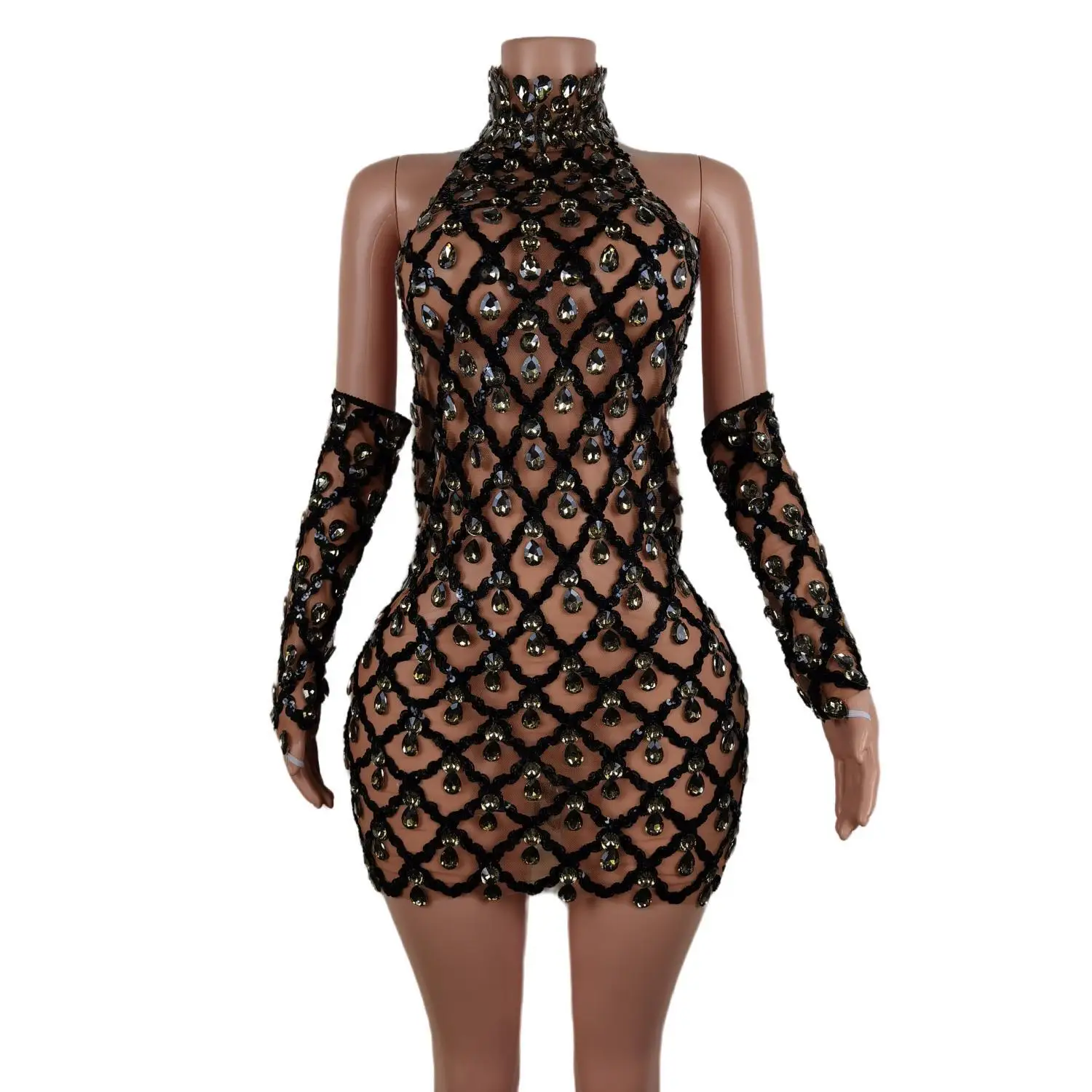 

High Quality Fashion Halter Neck Casual Slim Mini Dress 2024 Elegant Sleeveless Sequin Studded Diamond Slim Party Party Dress