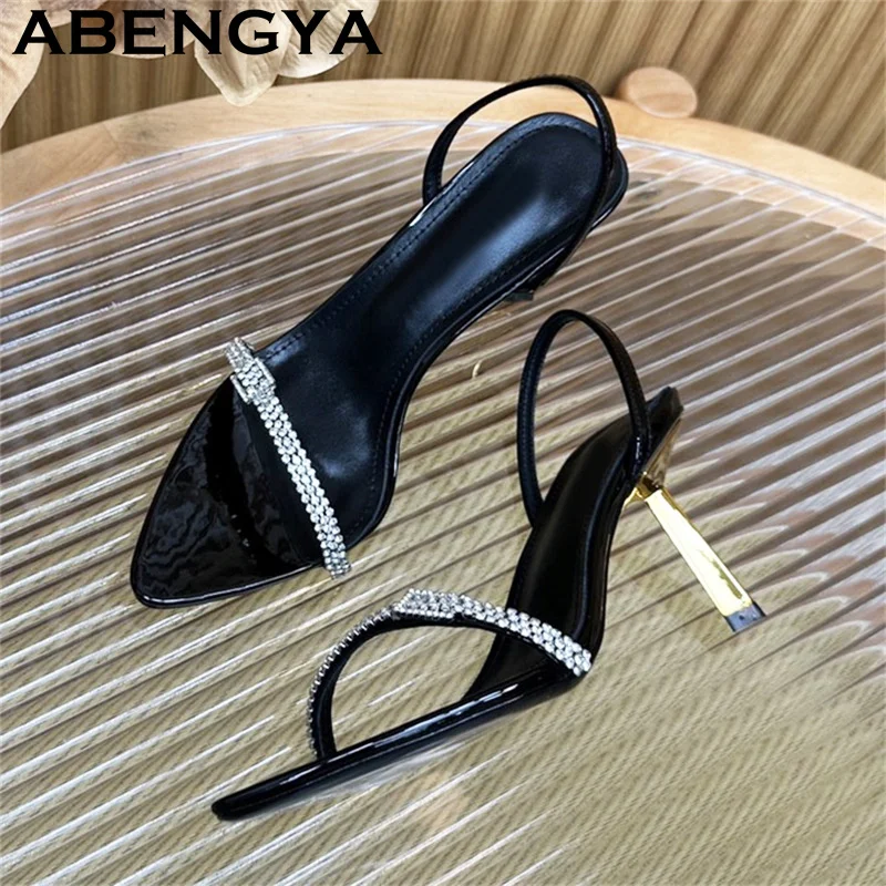

Woman's 7.5CM Thin High Heels Sandals Women Sexy Runway Pumps Female Pointy Open Toe Stiletto Slingback Shoes Zapatillas mujer