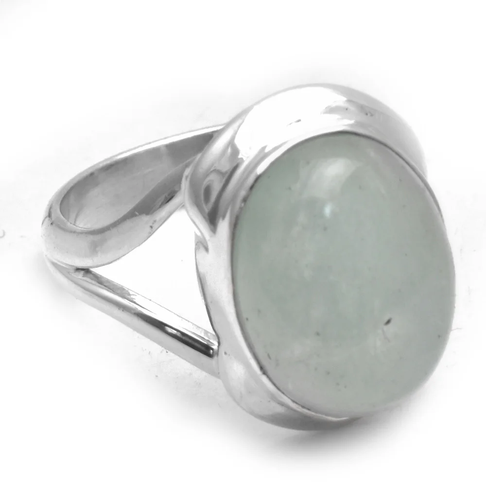 Genuine Blue Chalcedony Ring 925 Sterling Silver, USA Size : 5.5, AR4838