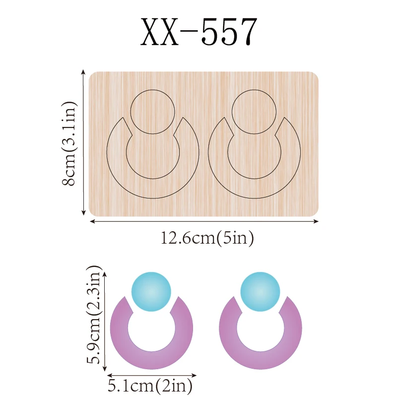 wooden cutting die for earrings in various shapes from 2 to 3 inches for Christmas, suitable for all cutting machines