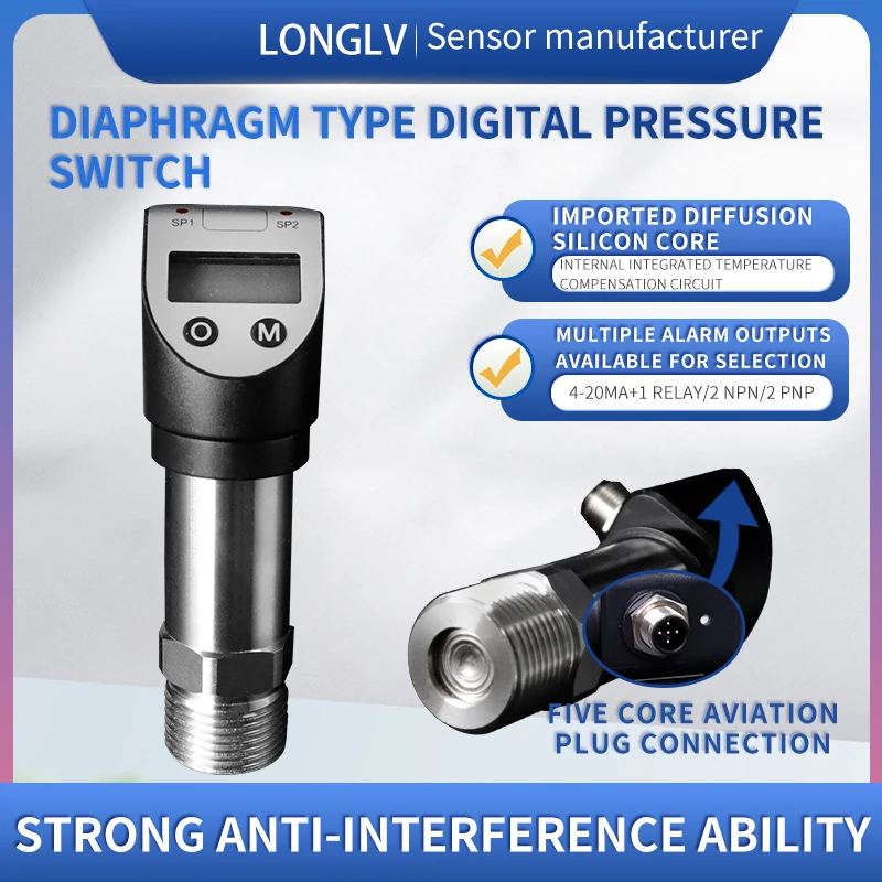 

Цифровой датчик давления с диафрагмой Longlv PTL535, переключатель, контроллер давления диафрагмы для грязевой смазки