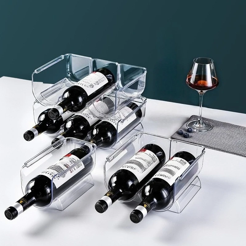 ​​Transparent PET Stackable Wine Rack - Multi-Tier Home Refrigerator Organizer for Cups Mugs Storage​​
