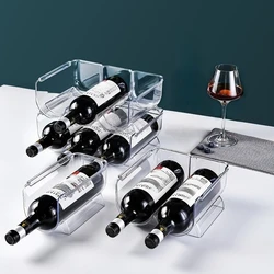 ​​Transparent PET Stackable Wine Rack - Multi-Tier Home Refrigerator Organizer for Cups Mugs Storage​​
