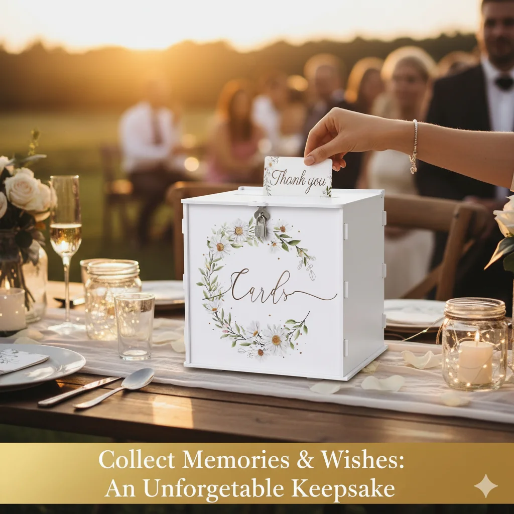 

White Wooden Wedding Card Box With Lock Card Holder For Wedding Reception Bridal Shower DIY Party Envelope Storage Decor
