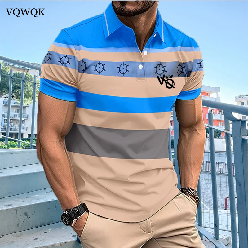 Men's Polo Shirt 2024 Summer T-shirt Youth Men's clothing 3XL European vintage casual T-shirt top