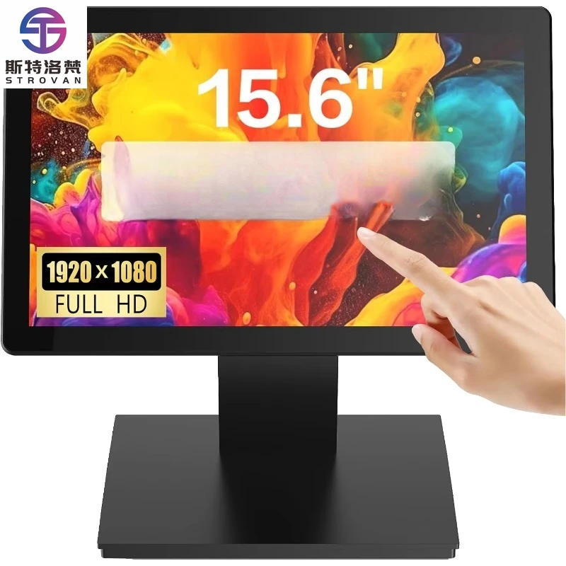 15.6 "VGA DVI USB LED شاشة تعمل باللمس بالسعة الجديدة الصناعية IPS لوحة ال سي دي عرض POS 4/8/16GB RAM #1