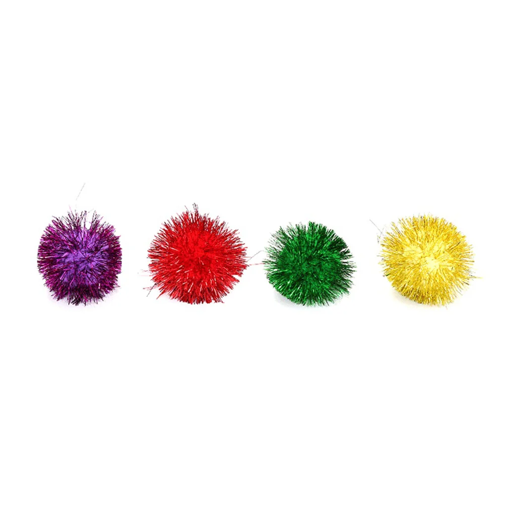 30 PCS Colorful Mini Sparky Glitter Tinsel Balls Small Pom Ball For Cat Toys (Mixed Colors) Cat Balls