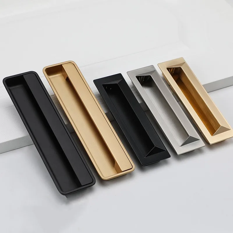 Black Invisible Handle Embedded Concealed Kitchen Cabinet Door Wardrobe Drawer Gold Modern Moving Door Handle