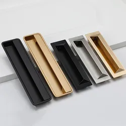 Black Invisible Handle Embedded Concealed Kitchen Cabinet Door Wardrobe Drawer Gold Modern Moving Door Handle
