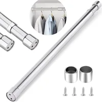 Adjustable Closet Rail Pole Curtain Telescopic Hanging Rod Extendable Stainless Steel Wardrobe Clothes Rod