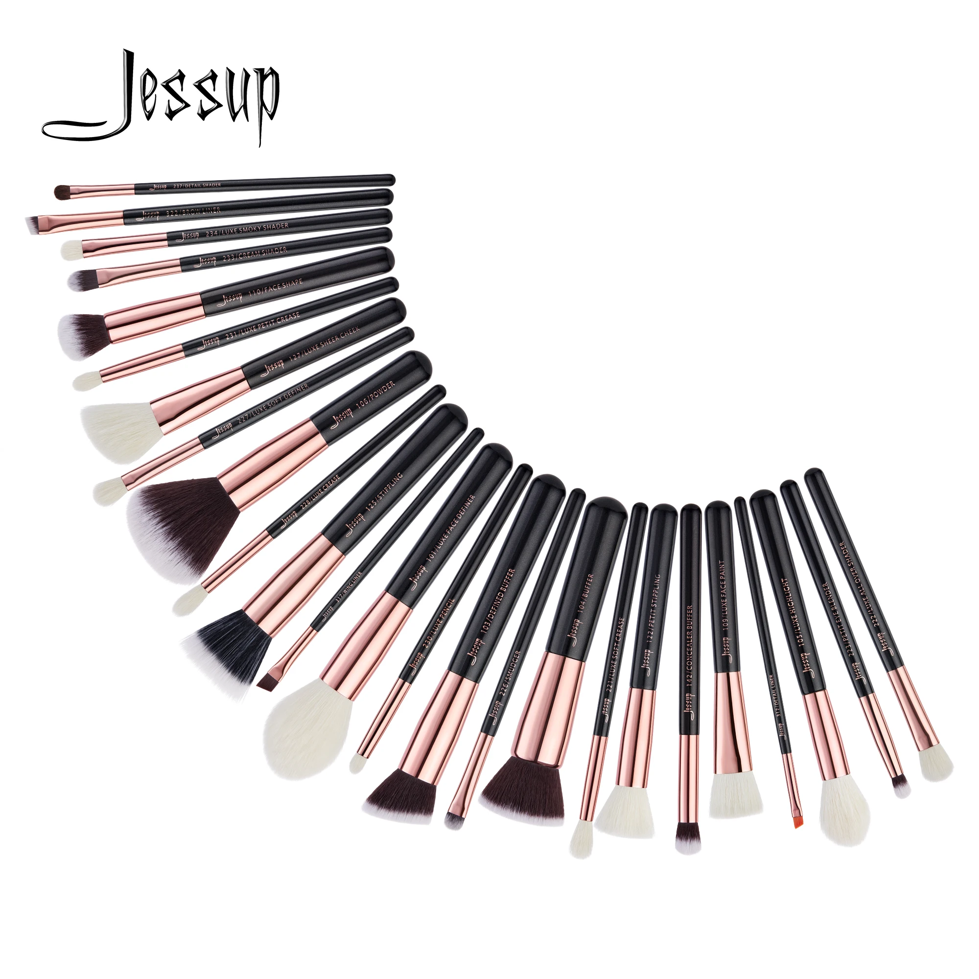 Jessup Professional Makeup Brushes Set 25pcs Natural-Synthetic Foundation Powder Eyeshadow Make up Brush Blushes Black T155