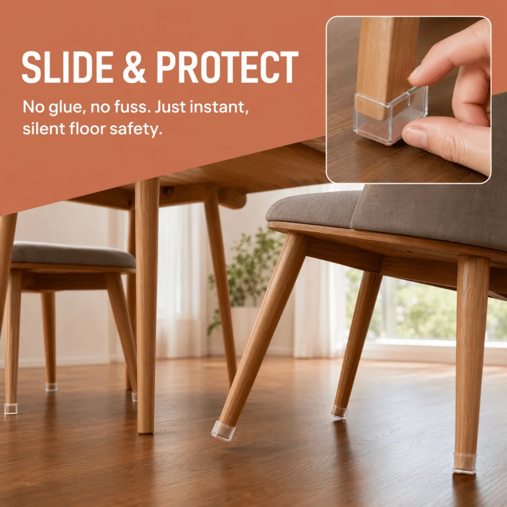 16 Pcs Mute Rectangle Chair Leg Caps Elastic Fit Anti Scratch Chair Leg Protectors Furniture Leg Covers Hardwood Floors