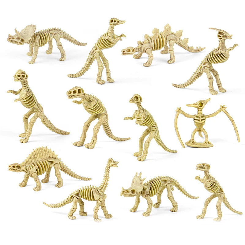 

13Pcs/Lot Anime Dinosaur Skull Skeleton Figure Toys dinosaurios Model PVC Simulation Dragon Kid Gift Toys For Children