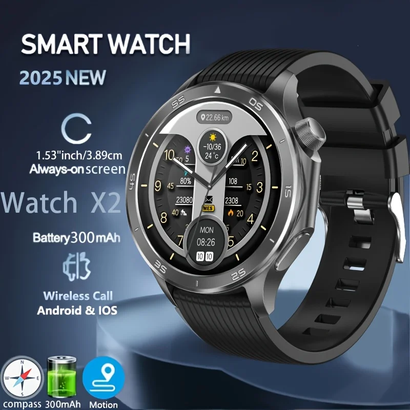 

2025 Новые GPS Смарт-часы для мужчин для OPPO Xiaomi 360*360 HD Экран Сердечный ритм Bluetooth Вызов NFC Водонепроницаемые умные часы для здоровья Мужчины